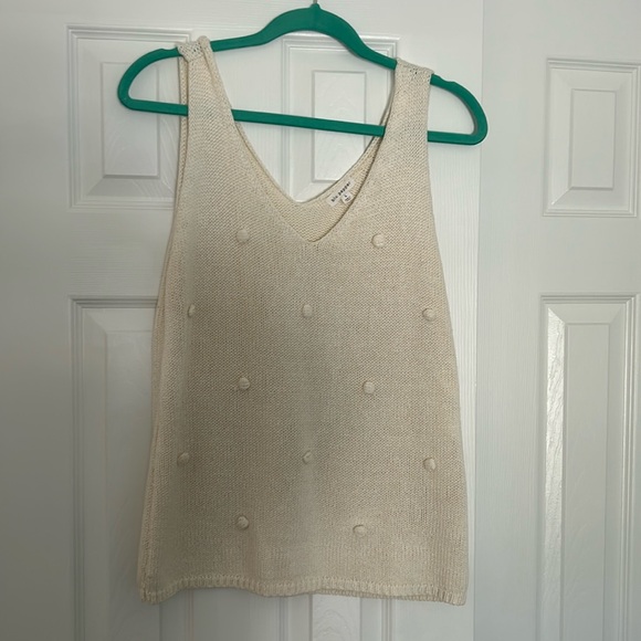 Blu Pepper Tops - Cream Knitted Tank Top